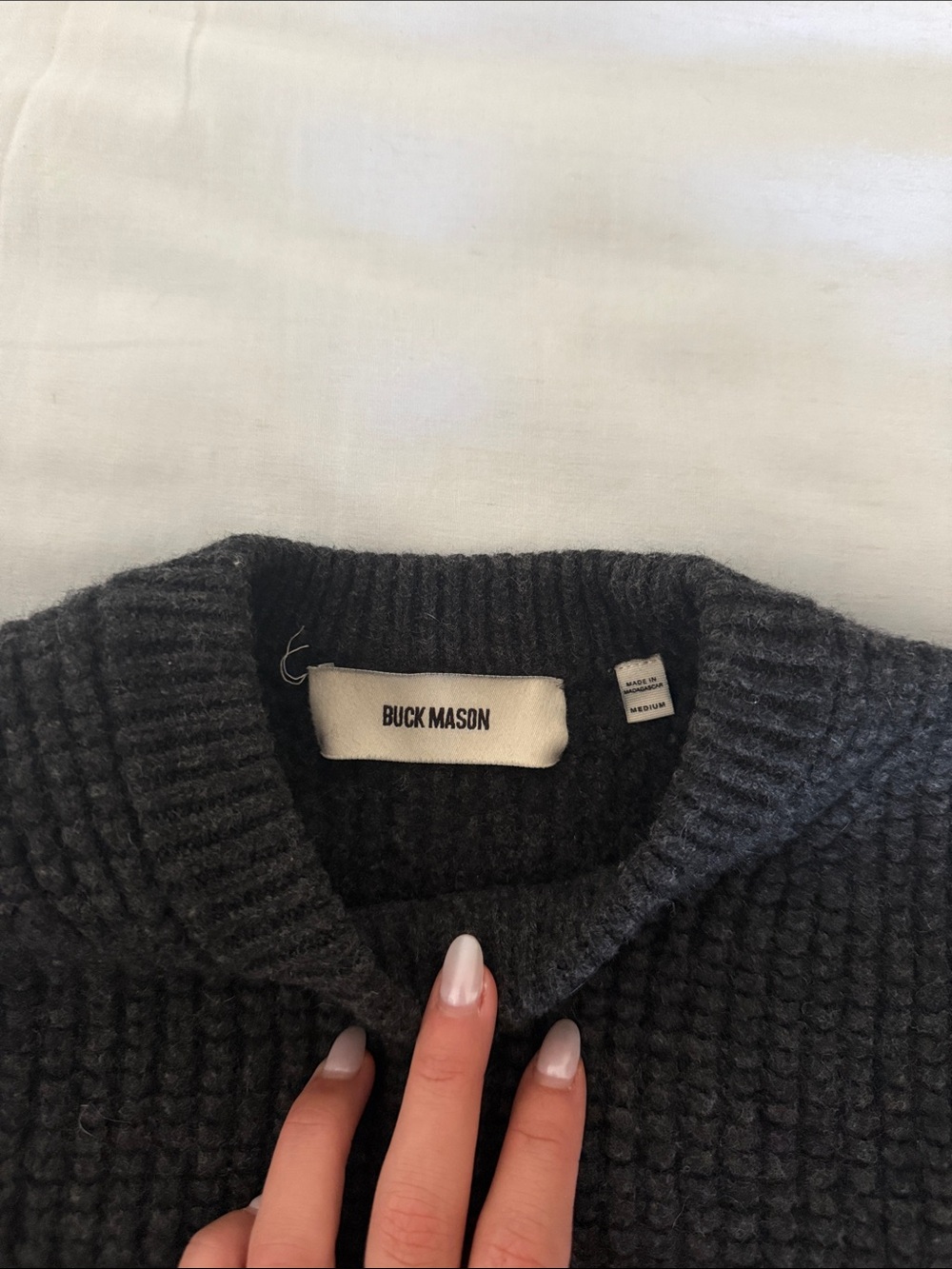 Men's Dark Gray Crewneck Knit Sweater - size medium - Picture 2 of 2